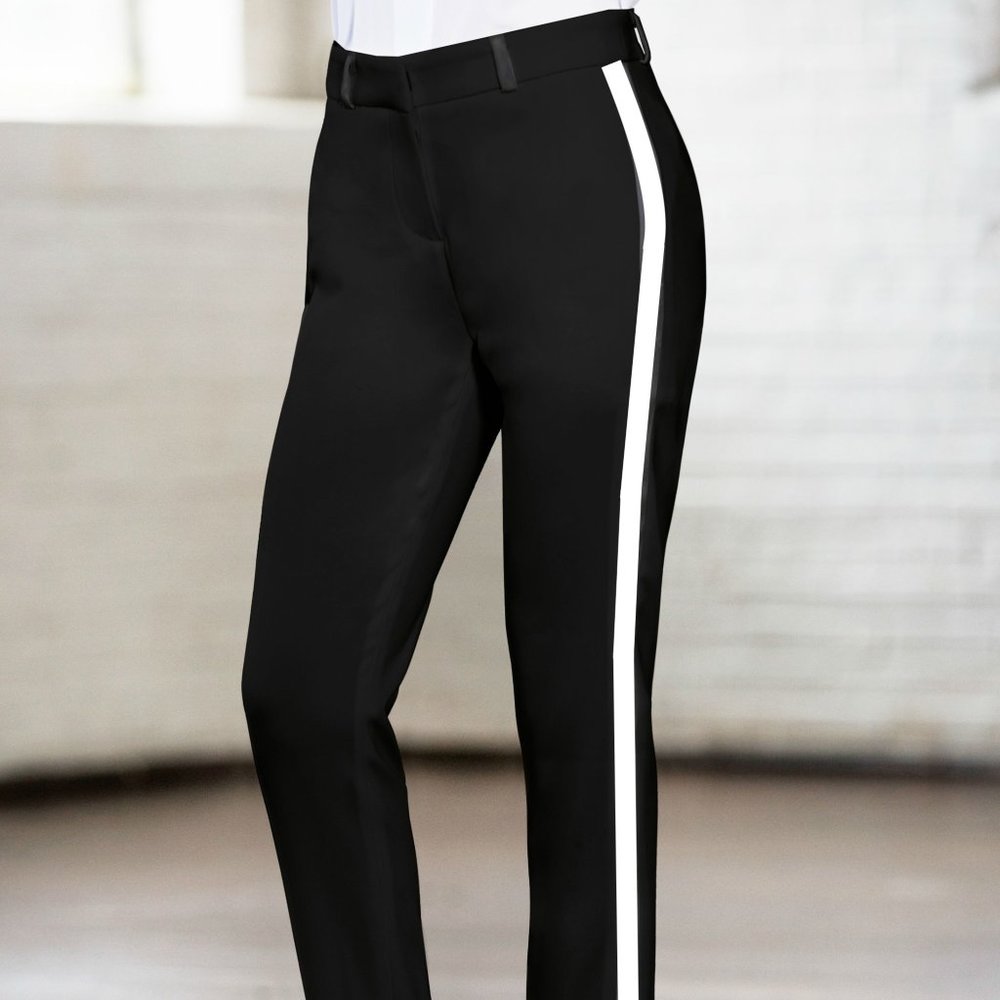 Brand New KENNETH COLE Women's JOHNNY BLACK / WHITE Trim Tuxedo PANTS TROUSERS